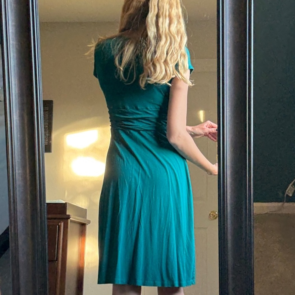 Seraphine Teal Midi Dress with knot — maternity and postpartum! - Picture 6 of 11